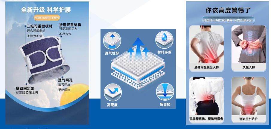 可塑性3D透氣護腰帶